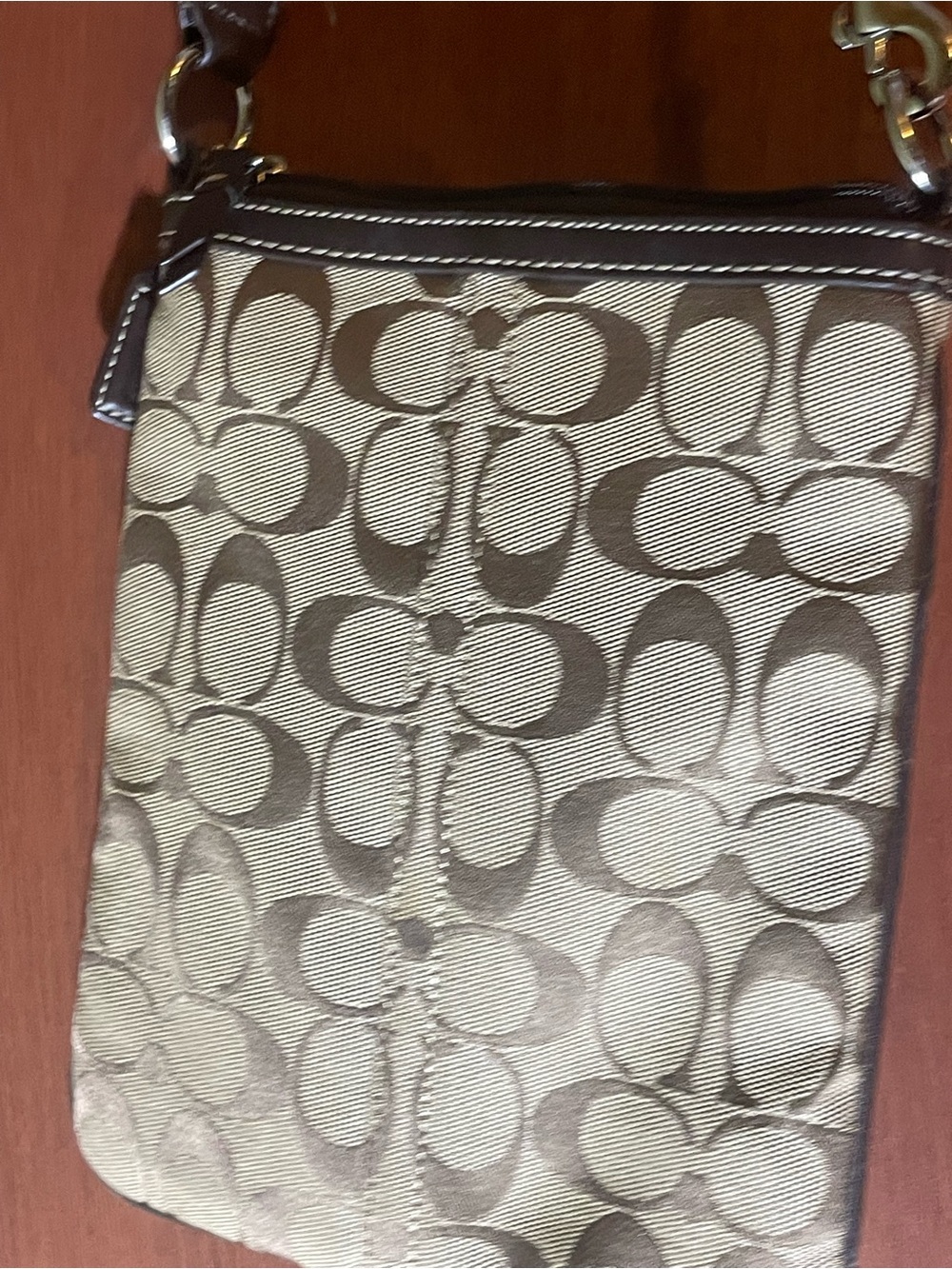 Coach Beige and Brown Signature Crossbody Bag. Like New - Picture 5 of 8